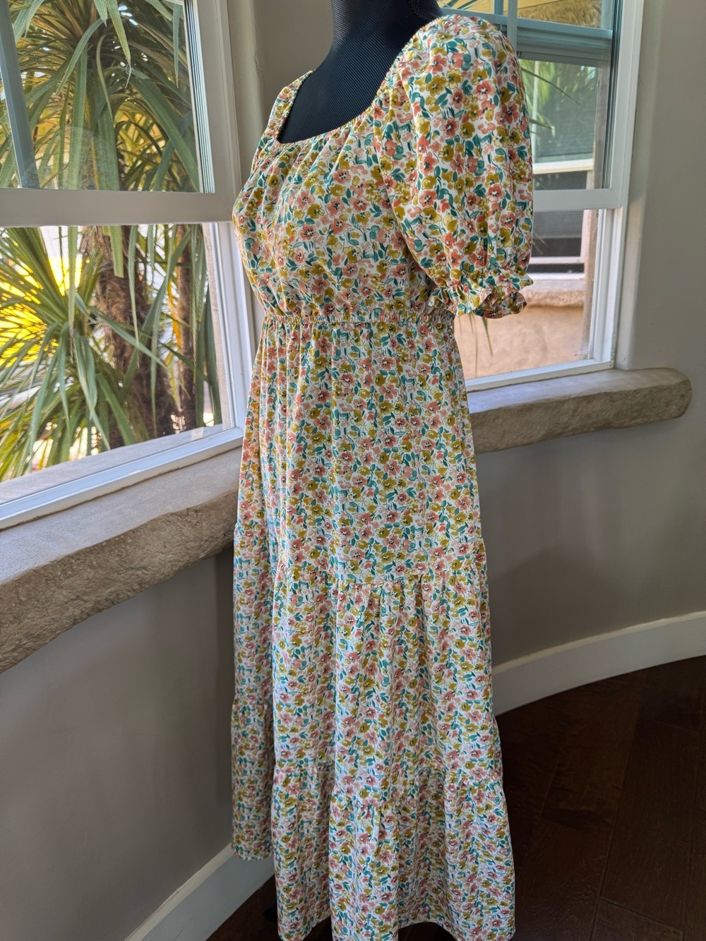 Hayden Los Angeles Floral Square-Neck Puff Sleeve Dress Women’s Size Small - Picture 7 of 12